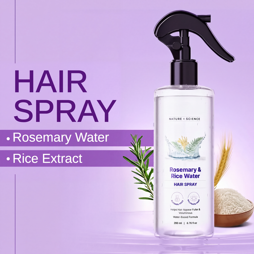 Rosemary Water and Rice Water Hair Spray for Frizz and Smoothness