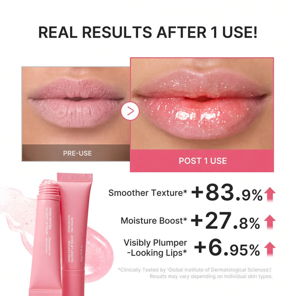 PDRN Peptide Glossy Lip Balm for Dry Lips, Fine Lines, Glass Skin Glow & Korean Skincare