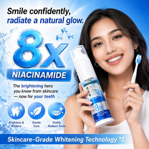 8X Niacinamide Foaming Toothpaste for Teeth Whitening, Stain Removal & Fresh Breath