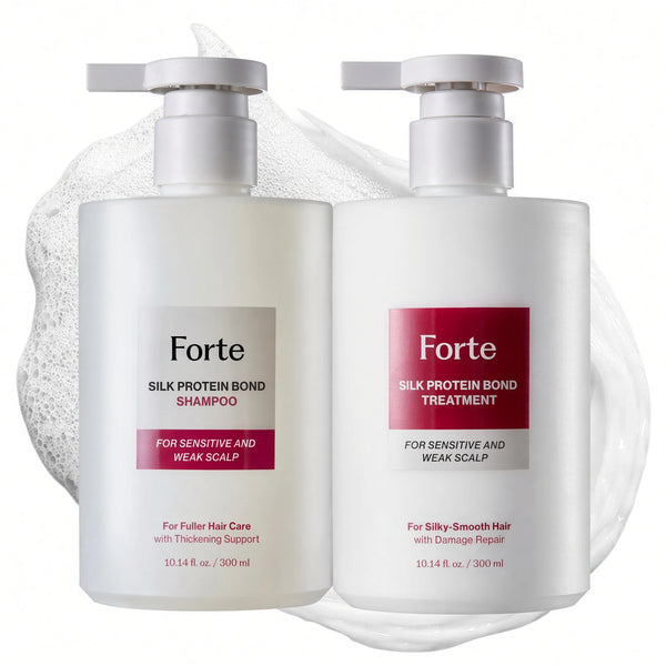 Forte Silk Protein Peptide Hair Care Duo for Scalp Care, Thinning Hair, Damaged Strands & Hair Strength