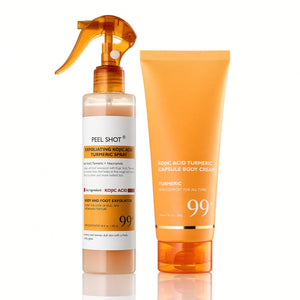 Kojic Acid 2-Step Body Glow Routine for Dark Spots, Pigmentation, Uneven Skin Tone & Rough Texture