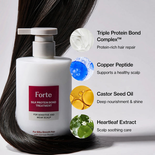 Forte Silk Protein Peptide Hair Care Duo for Scalp Care, Thinning Hair, Damaged Strands & Hair Strength