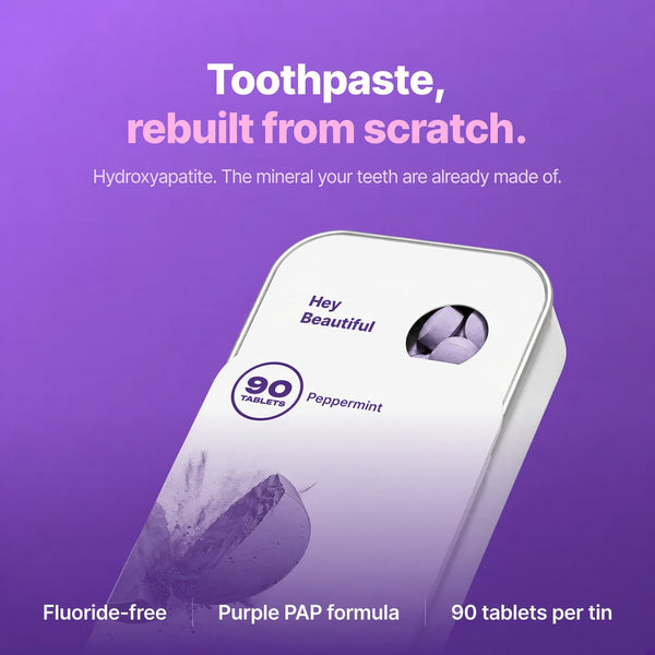 Purple Toothpaste Tablets with Hydroxyapatite & PAP for Teeth Whitening, Enamel Support & Fresh Breath