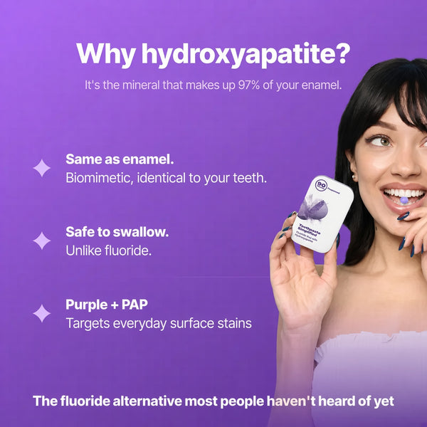 Purple Toothpaste Tablets with Hydroxyapatite & PAP for Teeth Whitening, Enamel Support & Fresh Breath