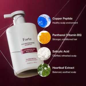 Forte Silk Protein Peptide Hair Care Duo for Scalp Care, Thinning Hair, Damaged Strands & Hair Strength