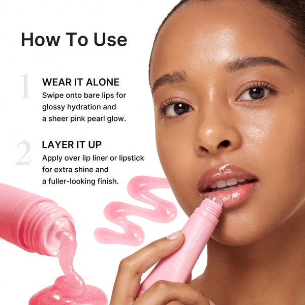 PDRN Peptide Glossy Lip Balm for Dry Lips, Fine Lines, Glass Skin Glow & Korean Skincare