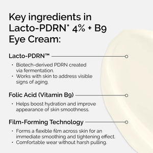 Lacto-PDRN 4% + B9 Eye Cream for Wrinkles, Fine Lines, Elasticity & Korean Skincare
